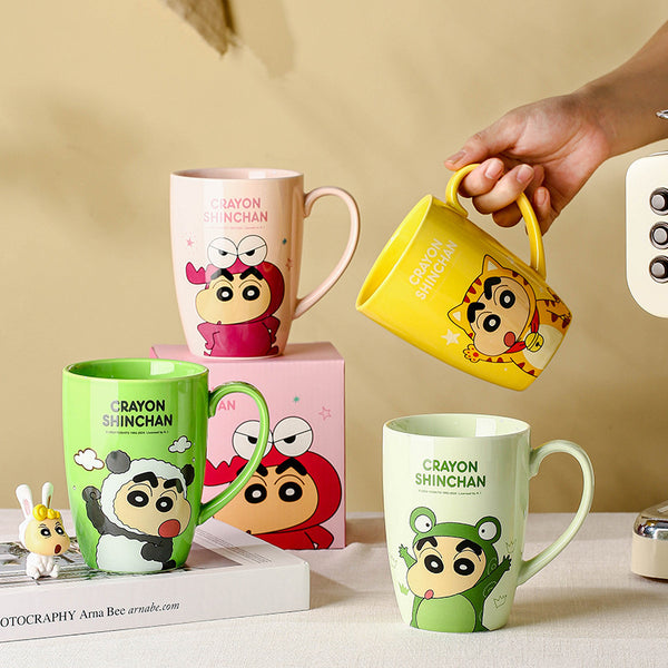 Crayon small new large-capacity mug, office drinking cup, high-value ceramic cup, universal coffee cup for boys and girls