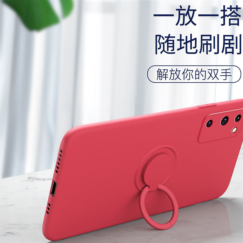 Suitable for samsung s25ultra mobile phone case s24fe liquid silicone ring holder all-inclusive s10 lens protective case