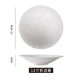 European-style embossed pure white tableware ceramic folded edge bowl large capacity ceramic salad fruit table stylish creative noodle bowl