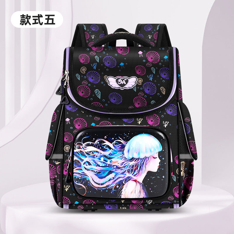 New elementary school backpacks: cute cartoon design for grades 1-6 - large capacity, lightweight, and spine-protecting