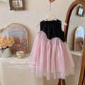 summer girls' tank dress - new stylish color block mesh princess dress for baby girls