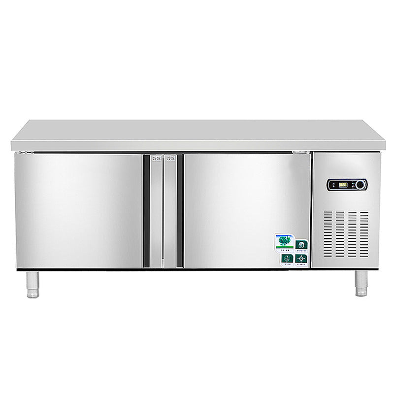 Commercial flat-top refrigerated work table 1.68m refrigerator freezer kitchen milk tea shop prep table