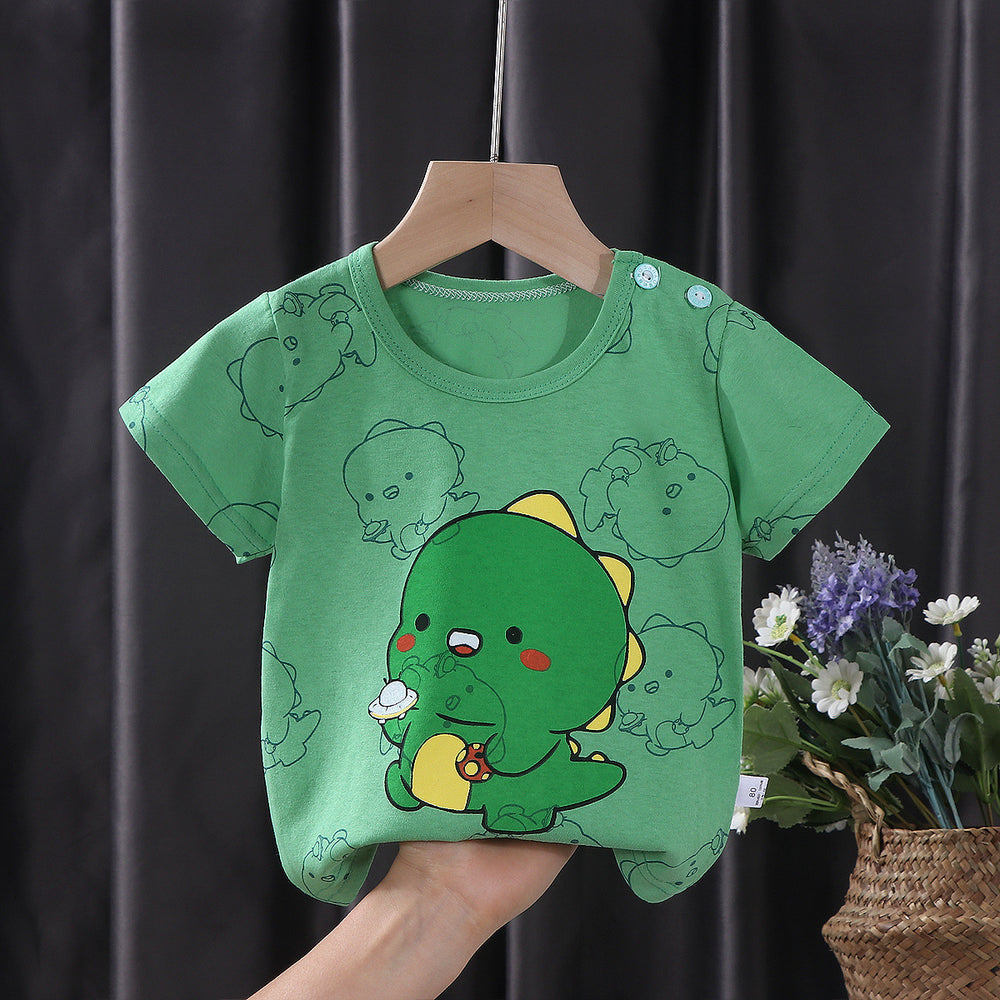 Kids' short-sleeve pure cotton summer new arrivals : boys' t-shirts, baby cartoon girls' short-sleeve korean style tops, children's clothing
