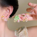Dopamine beaded romantic floral stud earrings - summer colorful beach vacation style, unique earrings, sweet & ethereal forest vibes
