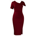 D621  european and american women's clothing new fashion elegant solid color asymmetrical neck bodycon african dress