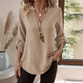 spring/summer european and american cross-border e-commerce new women's casual loose plus size v-neck solid color shirt