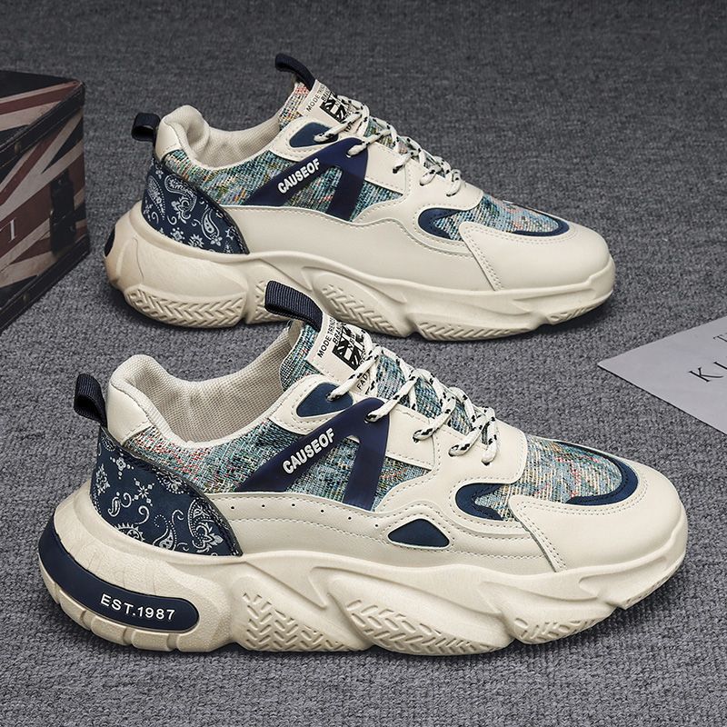 Spring & fall men's shoes new arrival breathable shoes men's sports shoes k-styletrendyeasiest for matchwhitethick solecasual dad shoes