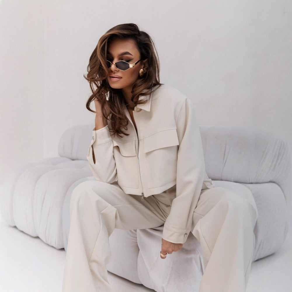 European and American casual suit American autumn and winter cardigan sports women's clothing fashion street style long-sleeved jacket trousers two-piece set