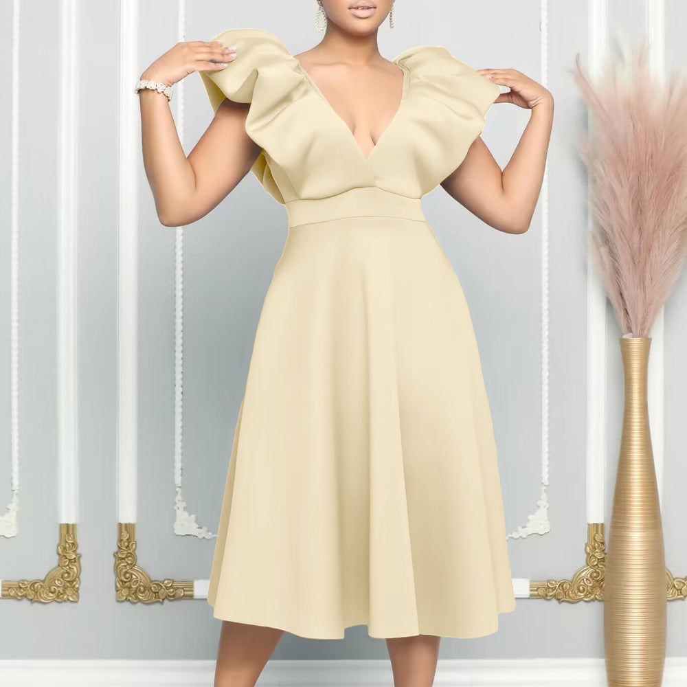 D383 independent station export women's clothing  new deep v neck sexy large swing banquet dress dress fashion dress