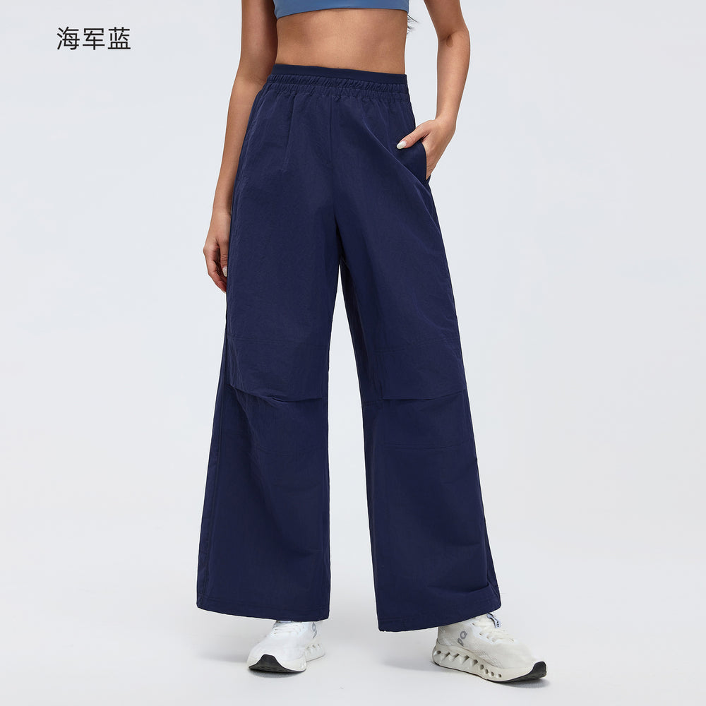 New women's high-waisted casual sweatpants - loose fit straight leg cargo pants, water-resistant, ideal for outdoor hiking and trekking - d26044