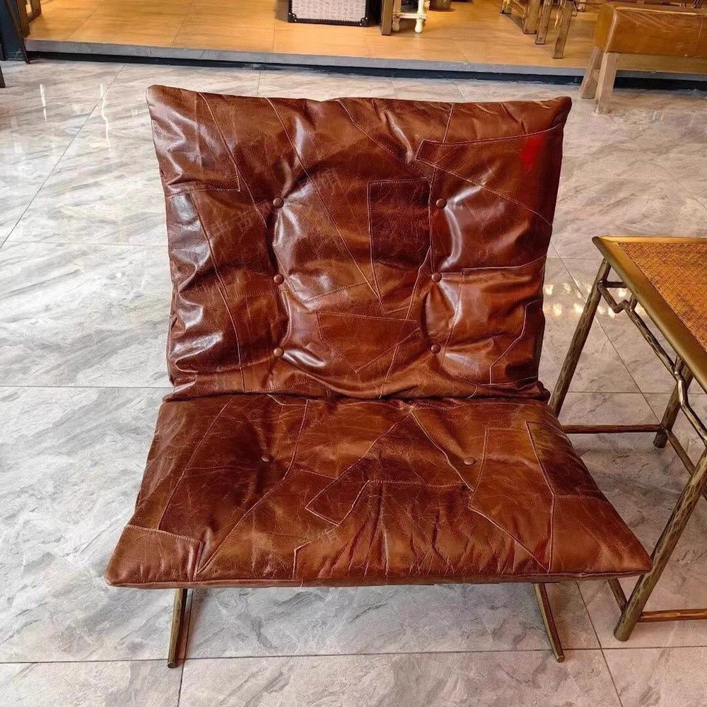 Vintage-style living room leisure chair, hand-hammered wrought iron single armchair, designer high-end retro single sofa chair