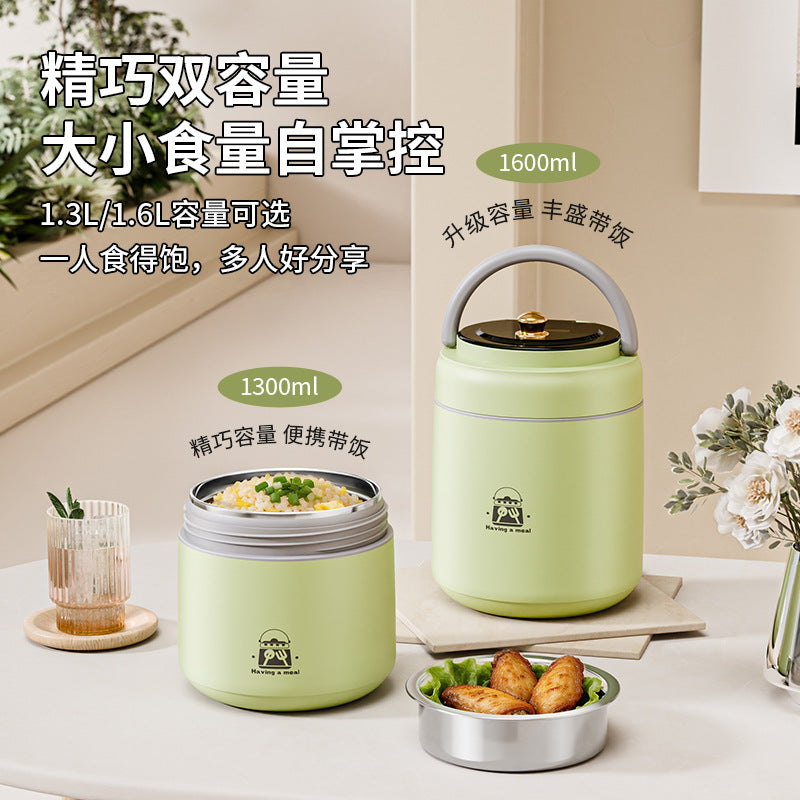 New 304 stainless steel insulated lunch box double-layered pot for office workers with rice bucket multi-layered compartment without odor gift