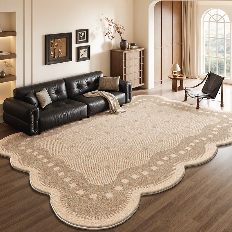 Vintage-inspired area rug for living room, new thickened retro irregular shaped bedroom sofa mat, waterproof, washable, and wipeable