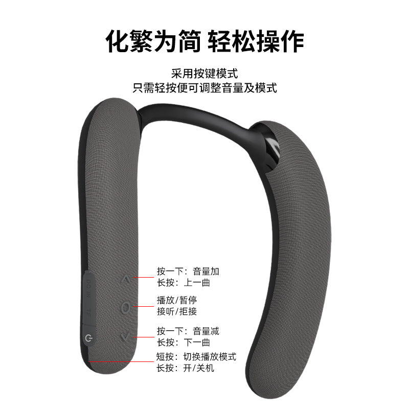 New neckband wireless bluetooth speaker - fabric, waterproof, portable, wearable subwoofer for outdoor use