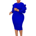 D377 european and american plus size women's autumn new fashion elegant all-match african style plus size long sleeve export dress