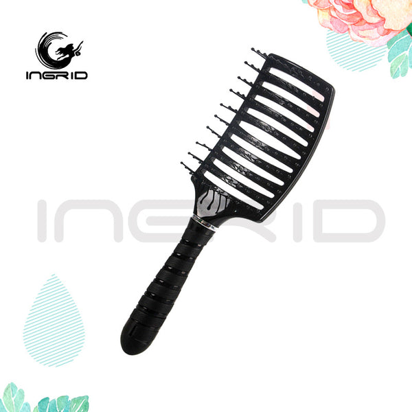 INGRID styling comb black braided rope large curved comb hollow curved hair comb high toughness comfortable large plate comb