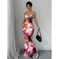 Women's elegant fashion all-over print summer twist-back maxi dress