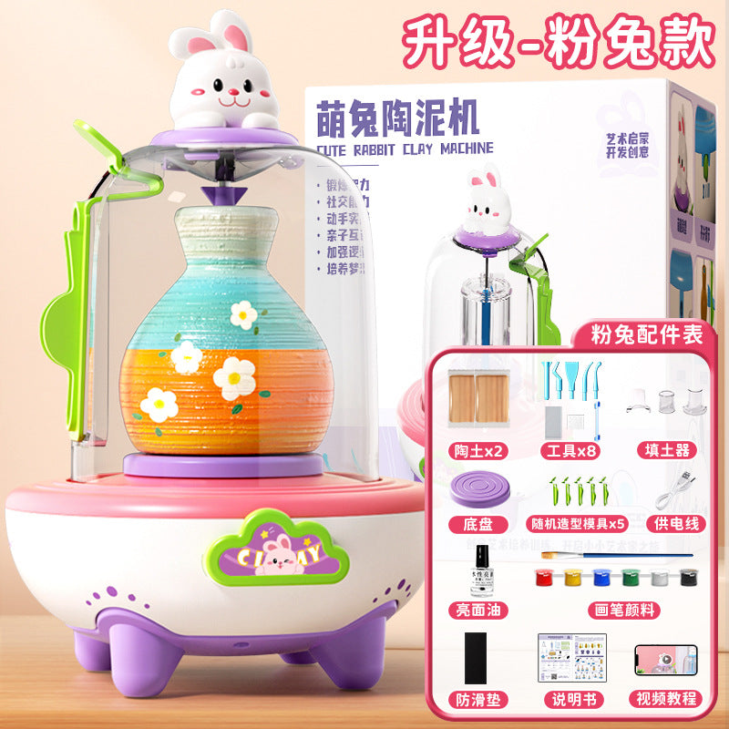 Electric mini pottery wheel kit for kids - diy clay sculpting set - no firing required - perfect toy & gift for elementary school students