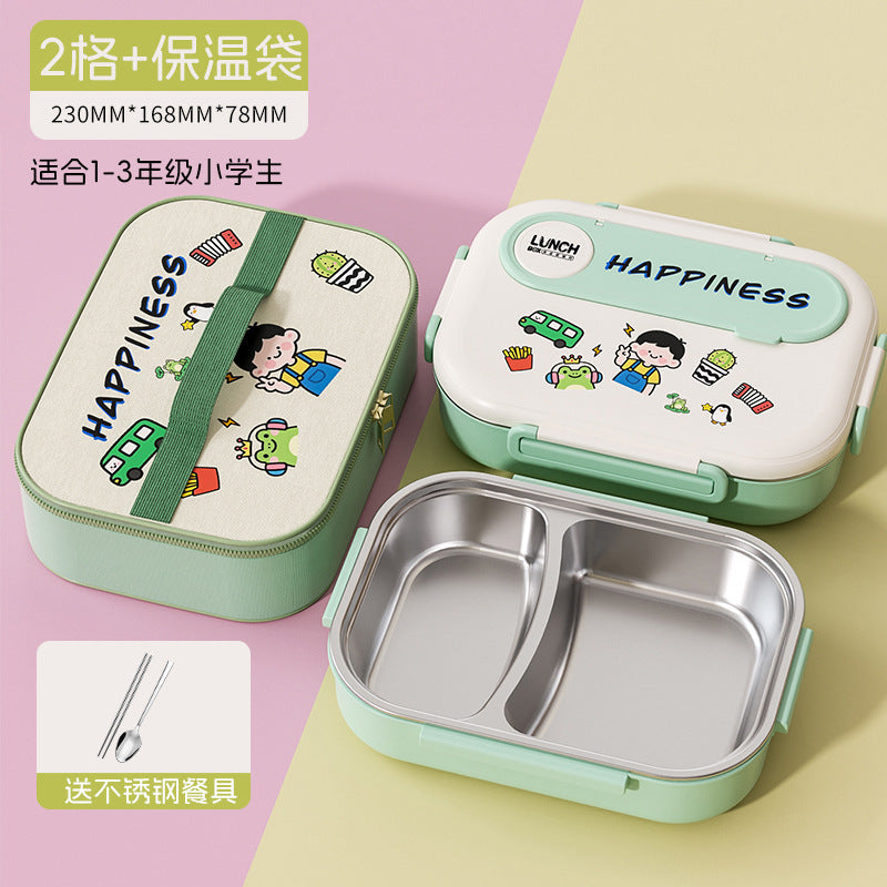 Kids' insulated lunch box - perfect for elementary and middle school students - divided compartment bento box - 304 stainless steel lunch container for boys