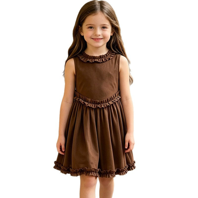 Export style girldress british style vest dress vacation little girl princess dress summer wear in stock wholesale