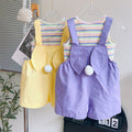 Little girl's summer fashionable korean style two-piece set,  new summer collection, cute children's overalls set