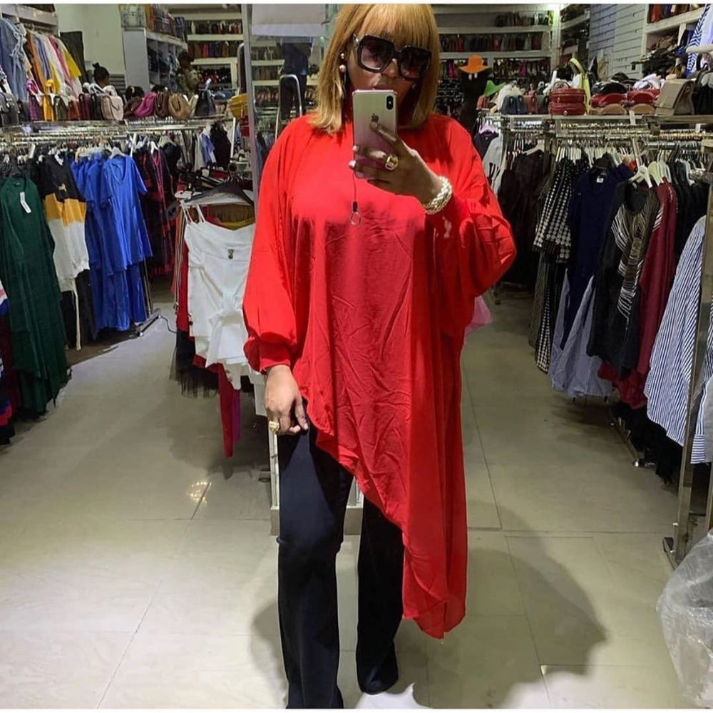 African women's clothing  fashion solid color plus size mother's dress irregular chiffon cross-border dress
