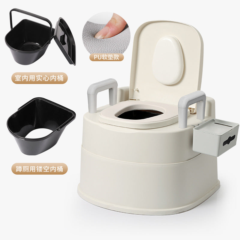 Household adult portable toilet for seniors, pregnant women, and the disabled - indoor commode chair/toilet stool