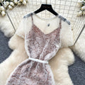 French romantic white lace camisole dress - women's summer high-waisted, slimming, elegant long dress