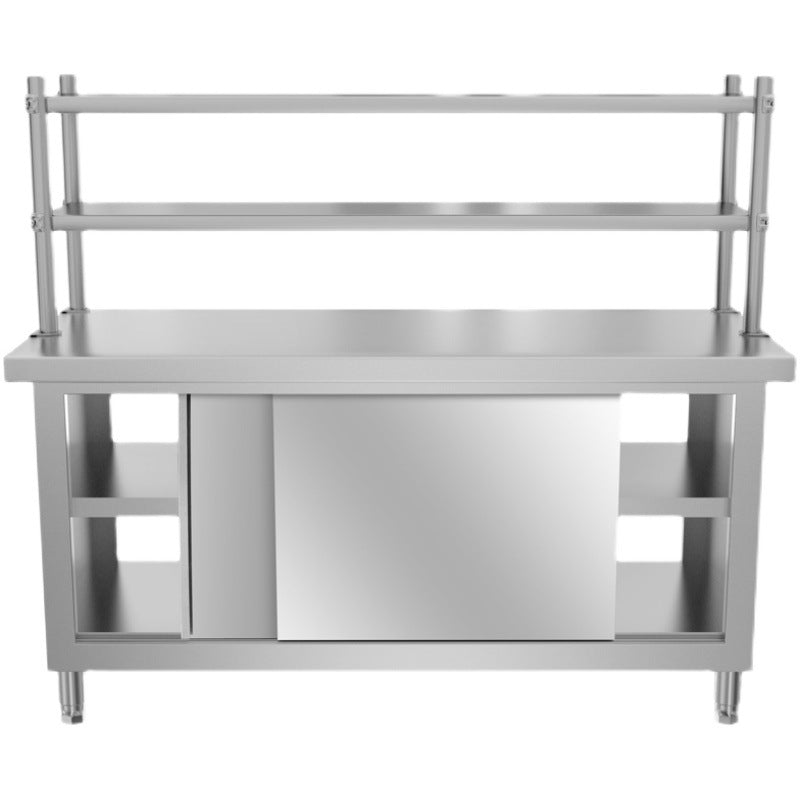 Stainless steel welding workbench kitchen hotel sliding door console charging table household and commercial storage locker