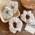French retro floral lace pig intestine ring women's korean rubber band head flower hair ring headband hair accessories 2026 new style