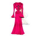 winternew arrivalpolo collar small fragrant style knittingdress women's long sleevesfashionelegant waist sweater skirt
