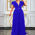 C8452 in stock  summer new  foreign trade plus size women's mesh patchwork pleated cross-border jumpsuit