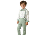 European and american style boys' formal suit set - gentleman's suspender pants two-piece outfit - flower boy, ceremony host, and runway performance costume