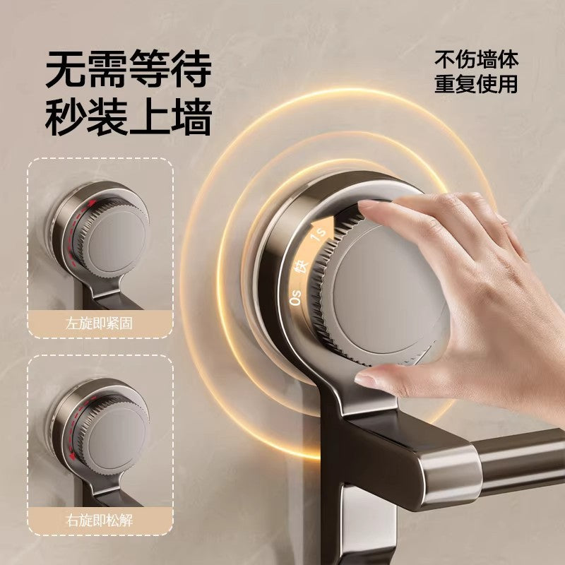 Suction cup bathroom towel rack wall-mounted punch-free storage rack bathroom towel double pole toilet storage bracket