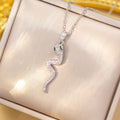 Xjs-1 silver snake necklace-4 [titanium steel chain copper inlaid zirconium pendant]