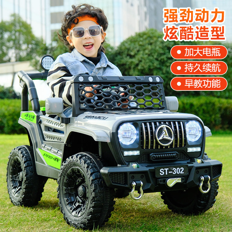 New children's electric off-road remote control with remote control music car car new four-wheeled baby battery car wholesale