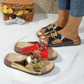 Amazon cross-border 43 large size women's shoes cork thick sole cut out metal buckle stitching sole fish mouth slippers wholesale