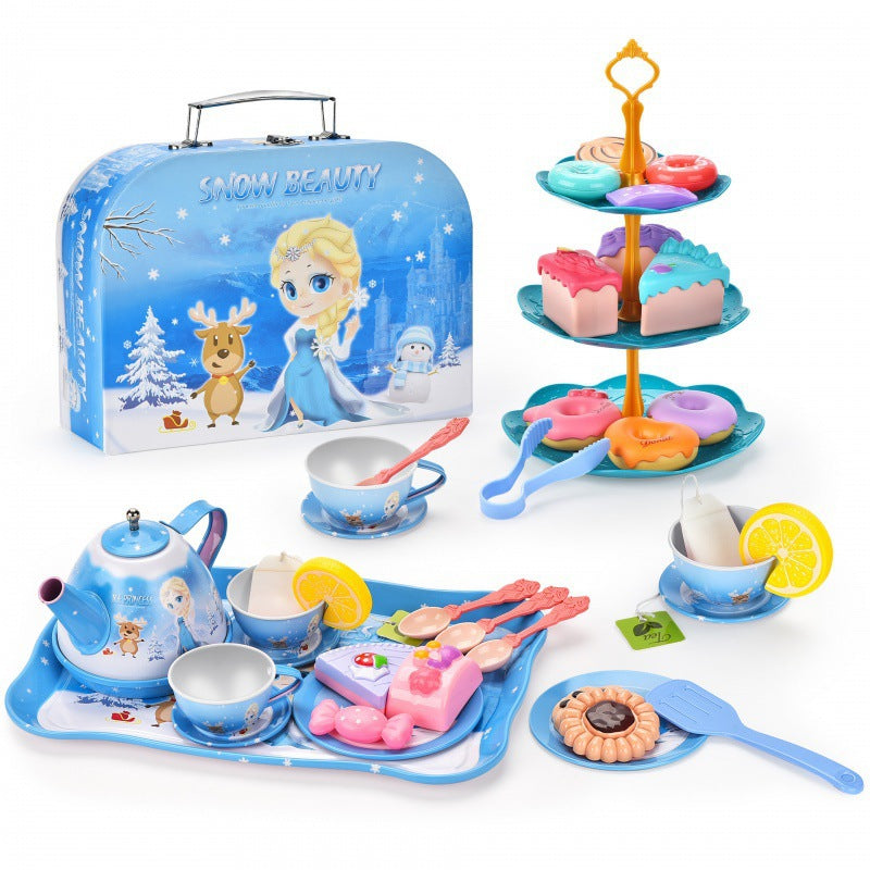 Cross-border export girl play house afternoon tea tea set simulation dessert cake coffee coffee break portable gift box