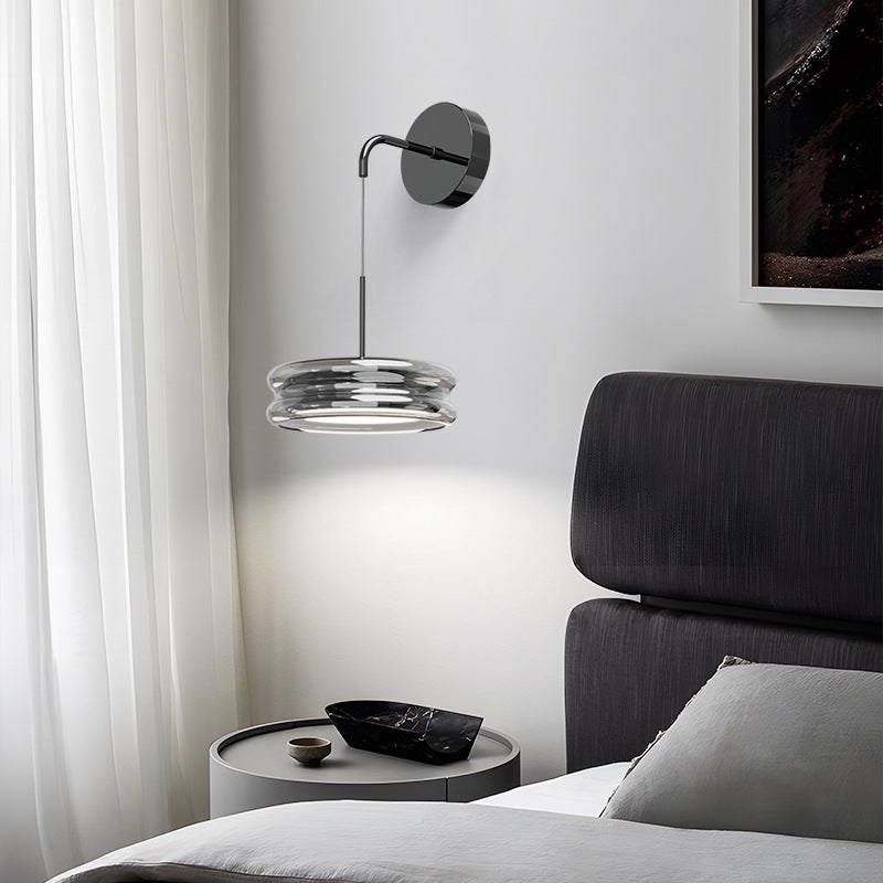 Wall lamp Bedroom bedside lamp Italian minimalist modern light luxury glass full spectrum eye protection background wall aisle corridor lamp