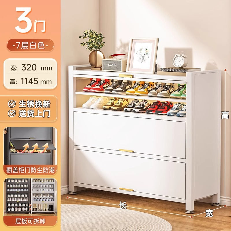 Steel shoe cabinet for home, entryway, and hallway - large capacity, floor-standing, dustproof, multi-functional storage shoe rack