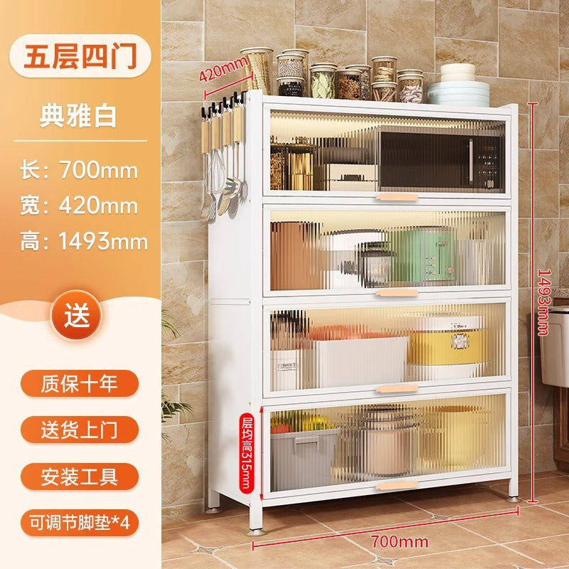 Kitchen storage rack floor-standing multi-layer storage cabinet sideboard microwave oven for home with door multifunctional cabinet storage rack