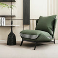 Green + houndstooth cushion/green leather (microfiber leather) single chair