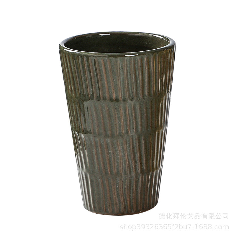 Ins creative bamboo pattern tall mug - large capacity milk & coffee cup for home, office, and large-sized drinking cup