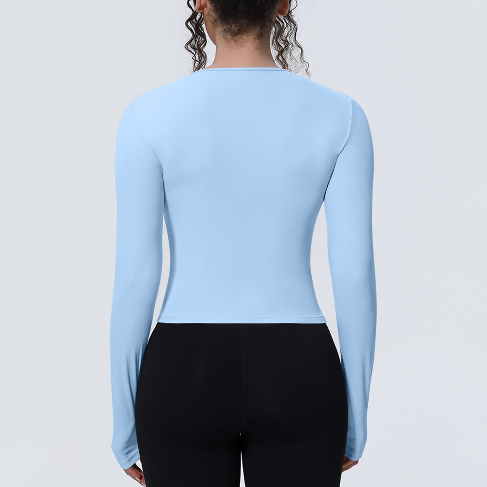 new arrival sports nude waist silmlong sleeves breathable yoga clothes t-shirt running training fitness tops for women