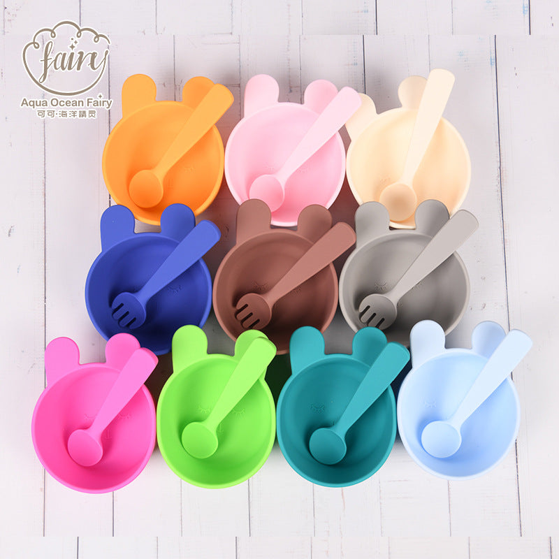 Factory supply food grade silicone bowl suction cup bowl baby learn to eat complementary food bowl saliva pocket anti-splashing silicone bowl