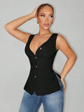 fashion summer slimming versatile v-neck casual sexy slim-fit tank top