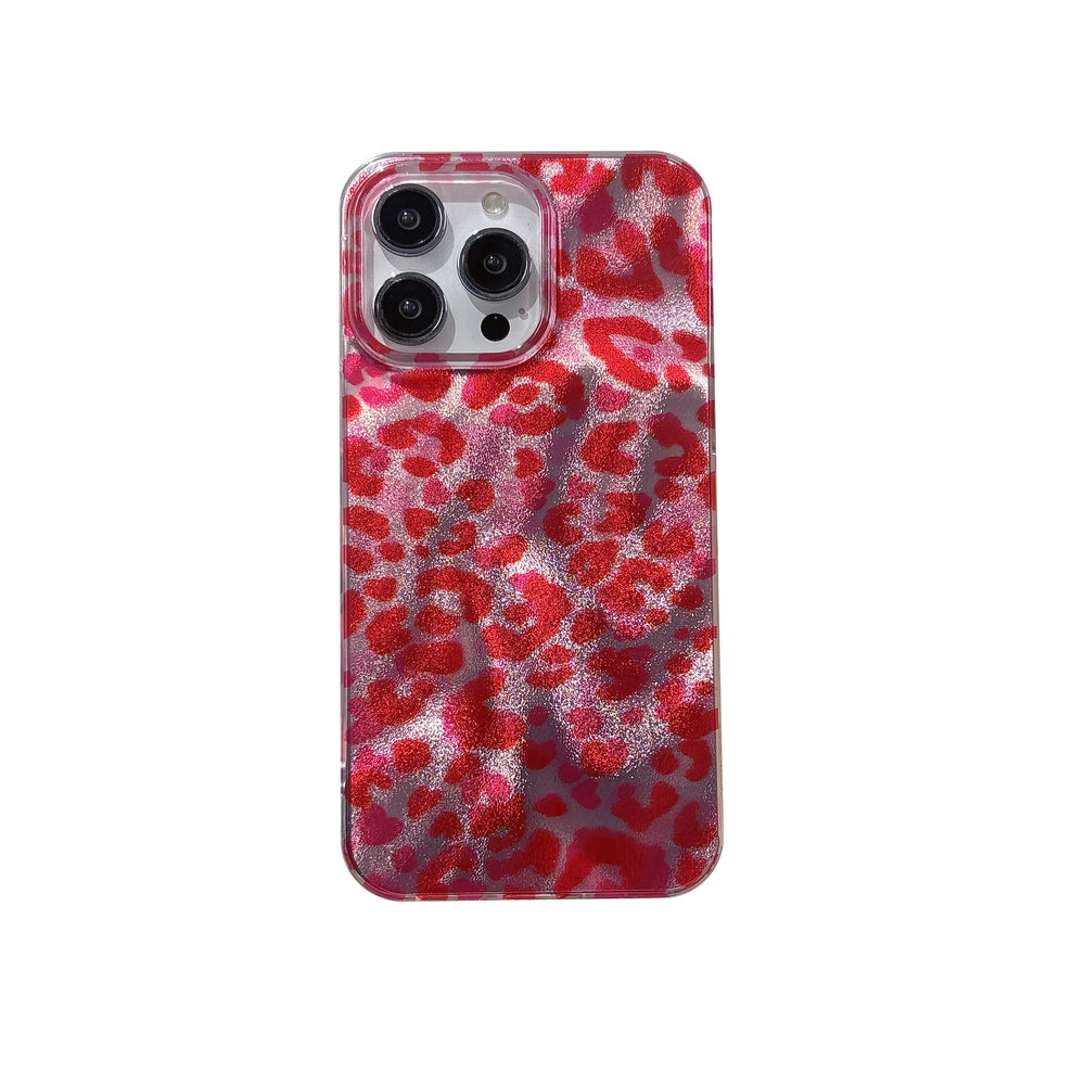 Layered pink leopard print cross-border compatible apple 17 pro phone case gradient color foil case iphone 16 protective cover