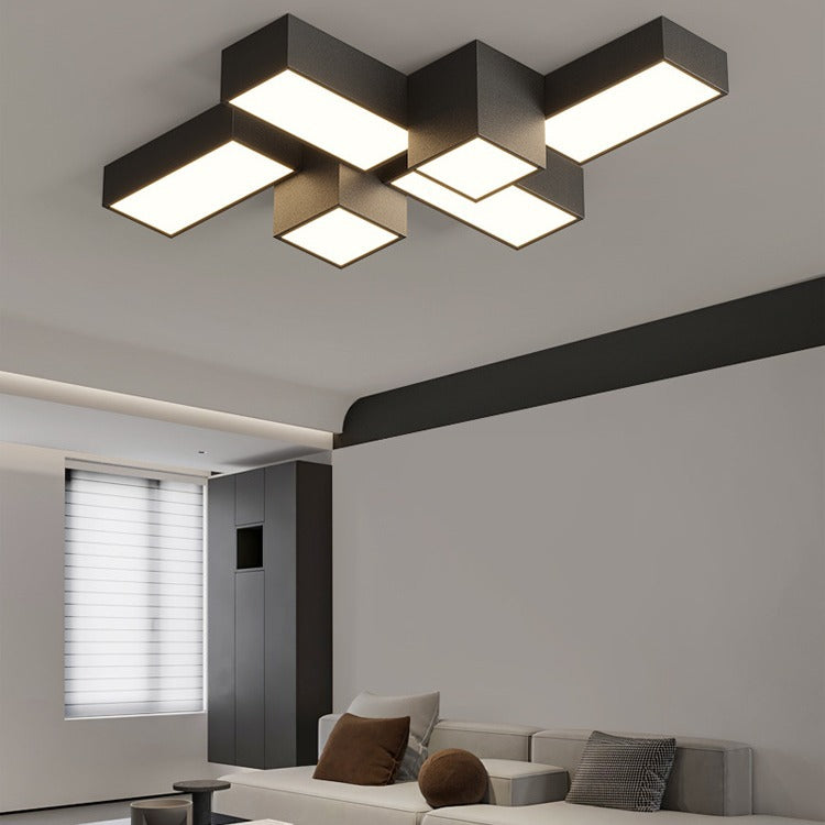 Creative geometric living room ceiling light modern simple atmosphere square home personalized combination whole house lighting package