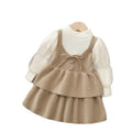 Kidssweaterdress tweed styleknitting long skirtfall and winternew arrivalgirlsweater skirtsuit