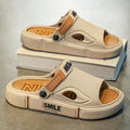 2024 new korean style men's slippers - trendy outdoor & indoor, bathroom-friendly, non-slip, thick-soled, wear-resistant men's sandals